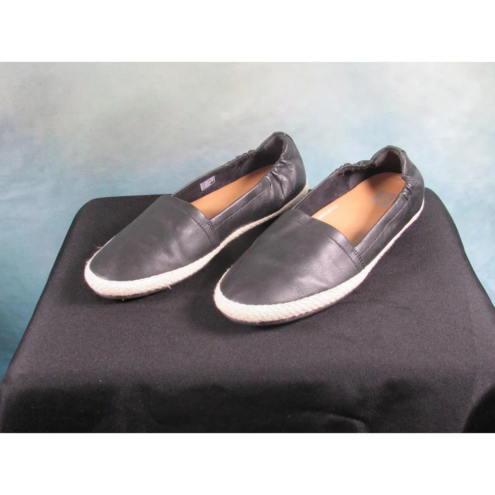FitFlop Siren Women Black Leather Espadrille Flats Dynamicush Size 6.5 US